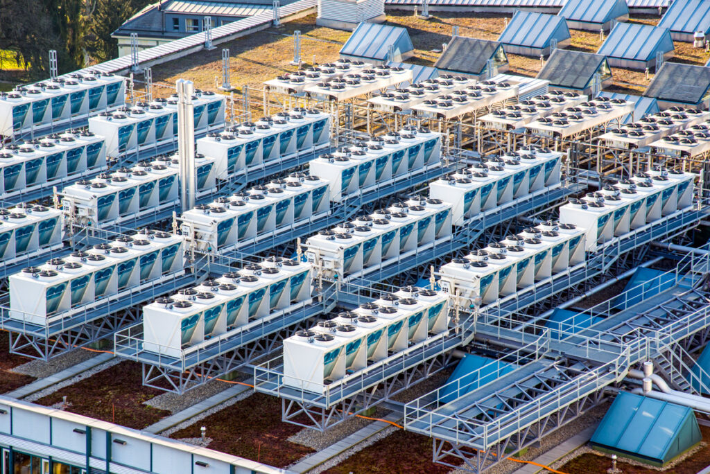 Data Center HVAC system on a roof