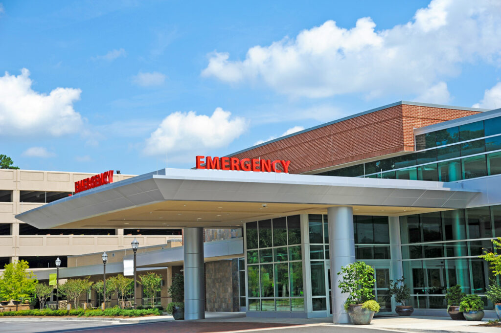 Exterior of Emergency room with an awning