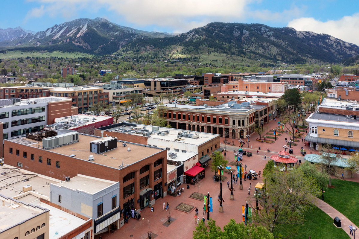 aerial image of outdoor retail area