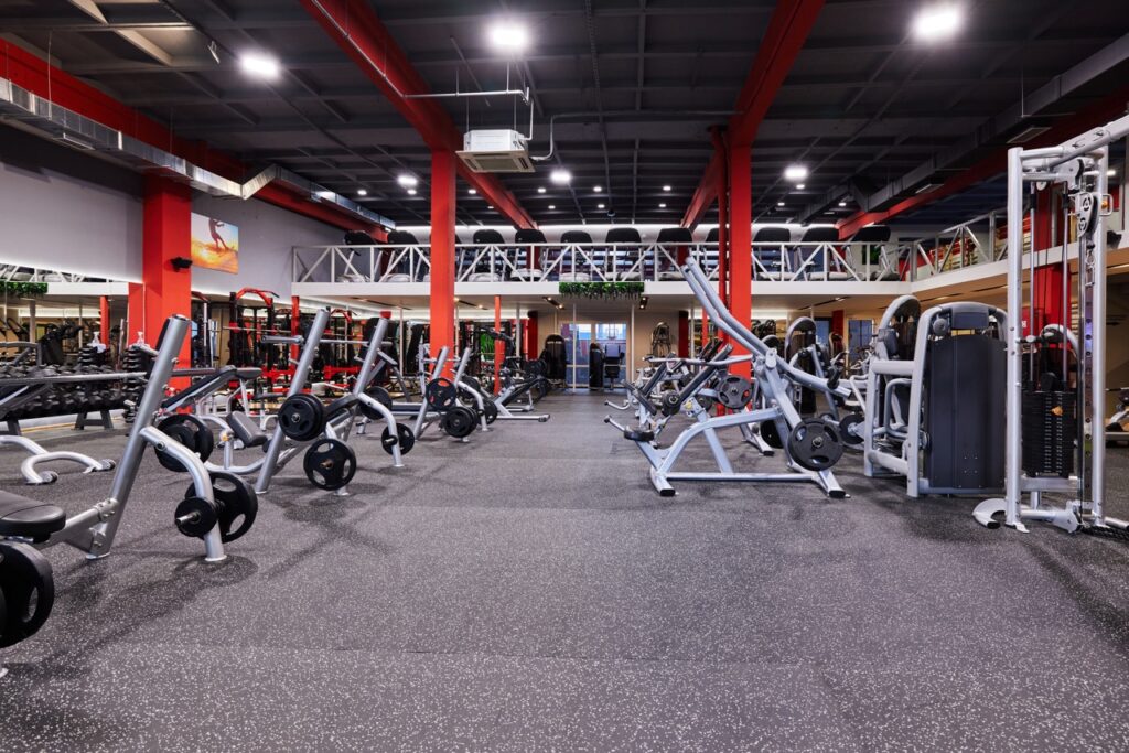 Interior of Health Club free weight machines