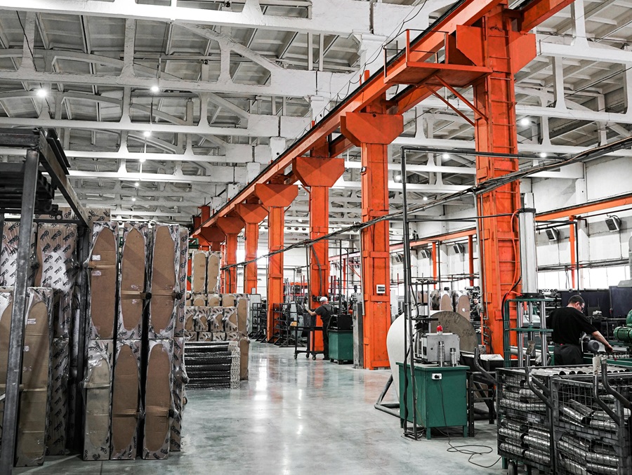 manufacturing facilty with orange columns