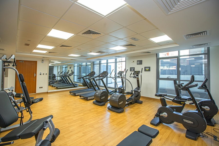 health club with treadmills