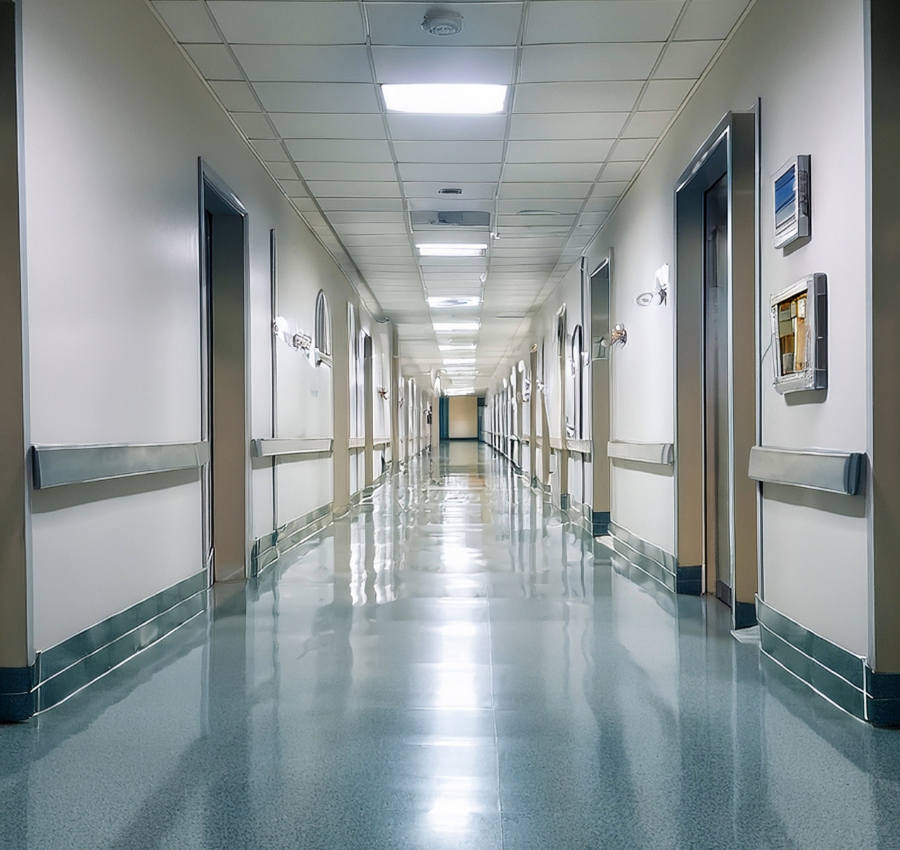 Interior hallways of a hospital