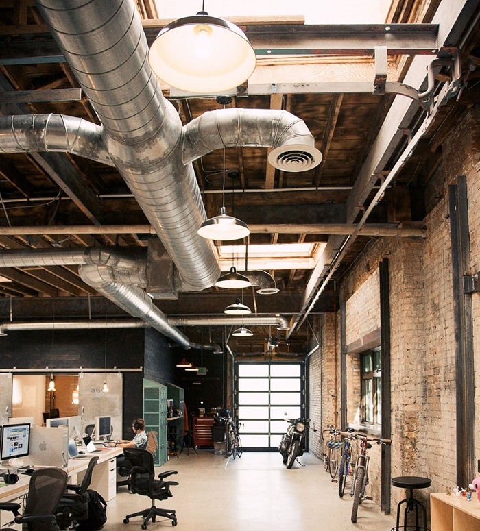 office space with open air duct system