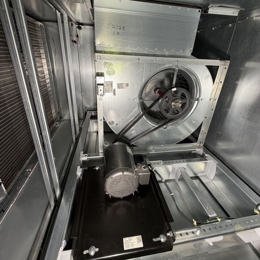 commercial air handler with blower cleaned