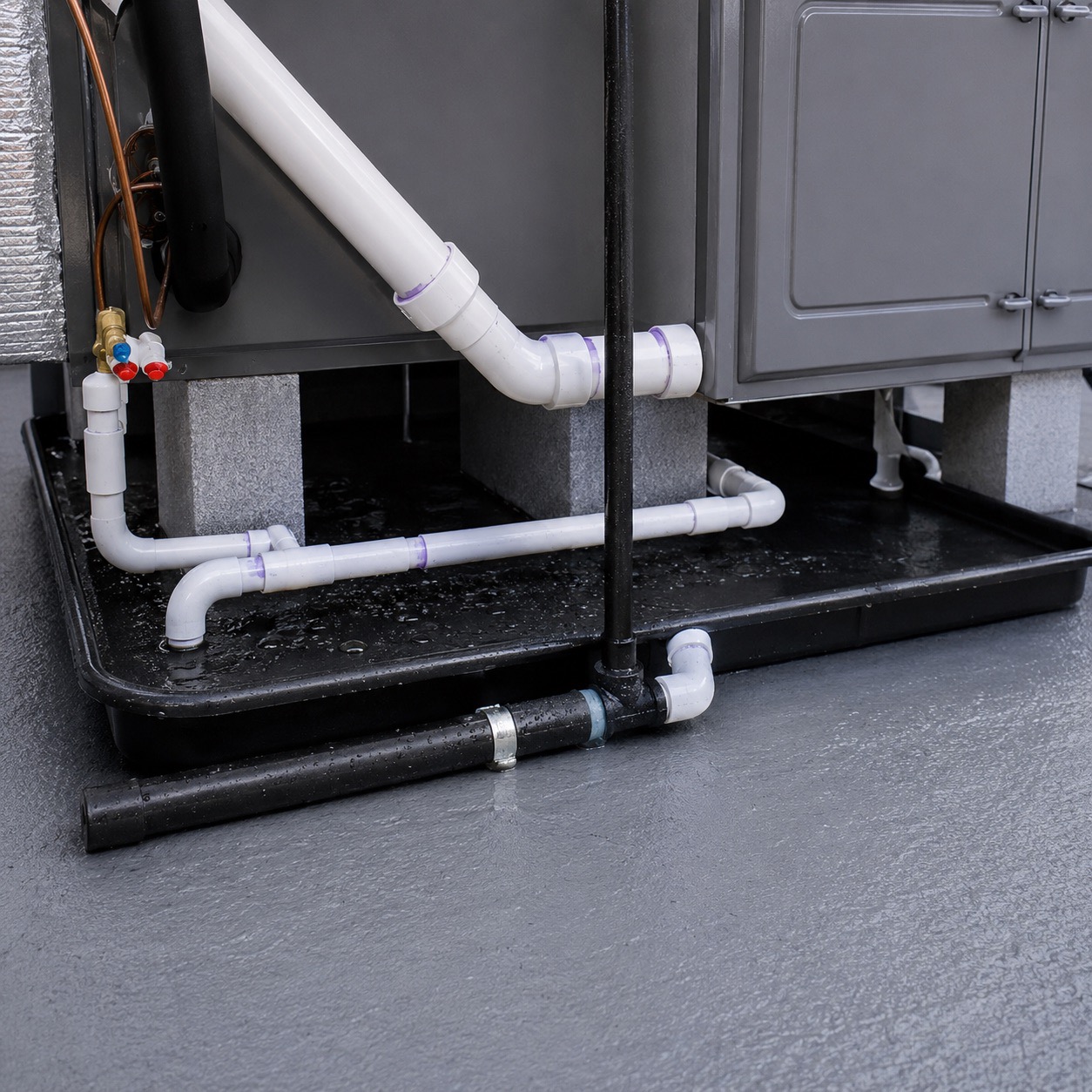Clean drip pan in a commercial air handler